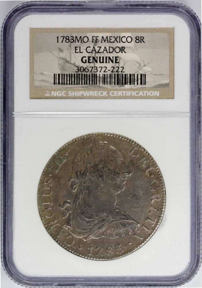 1783 Mo Mexico 8 Reales El Cazador Shipwreck NGC Genuine – Mid