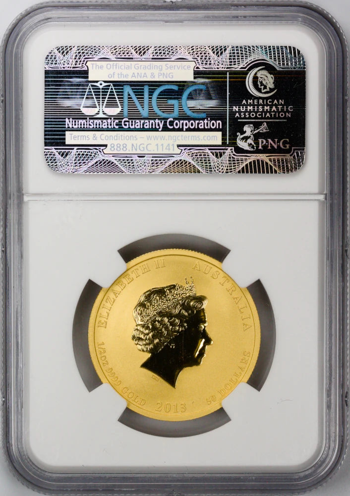 2013 P Australia 1/2 oz Gold $50 Year of the Snake NGC MS 70 Early Releases