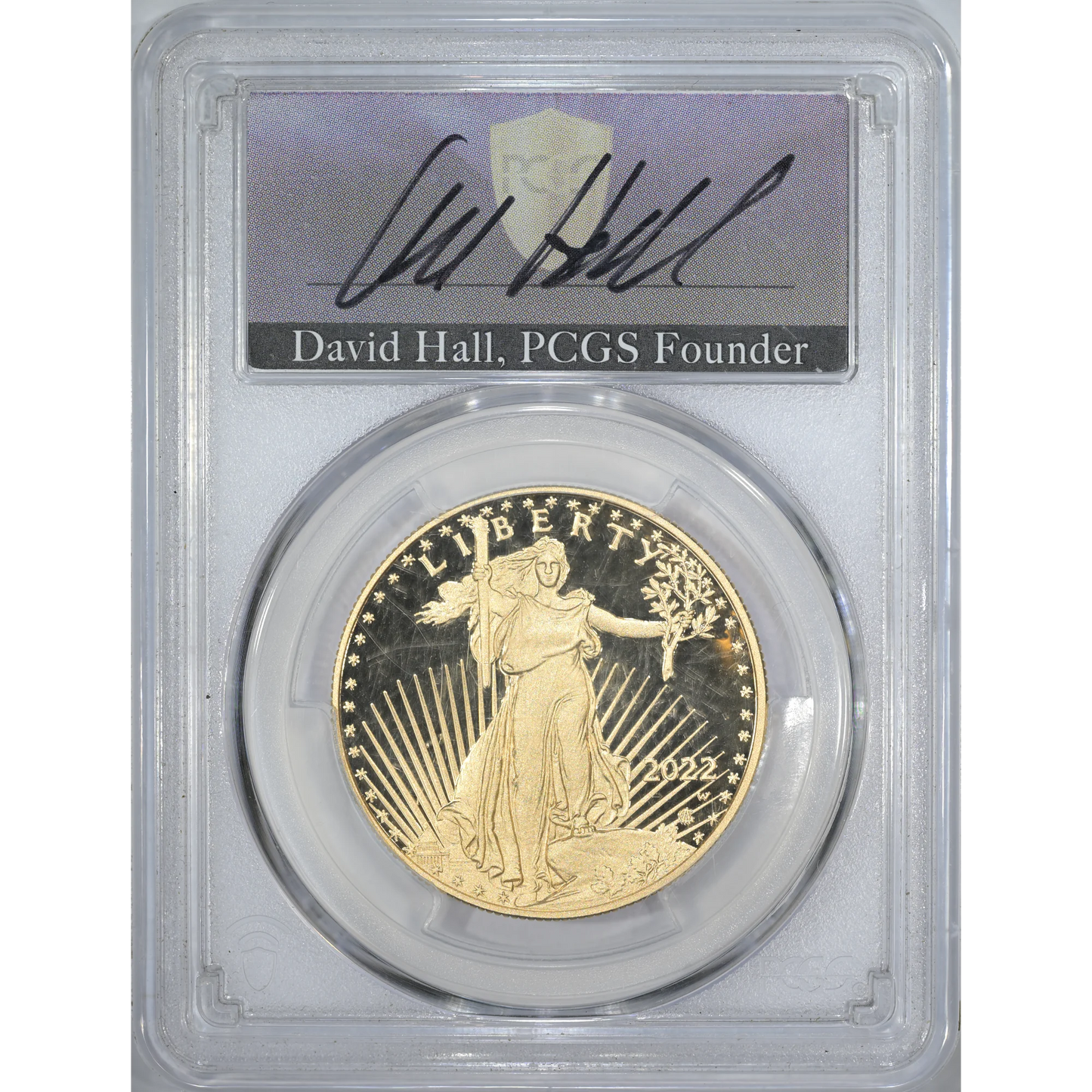 2022 W $50 Gold Eagle PCGS PR70 DCAM Advanced Release David Hall Sign.