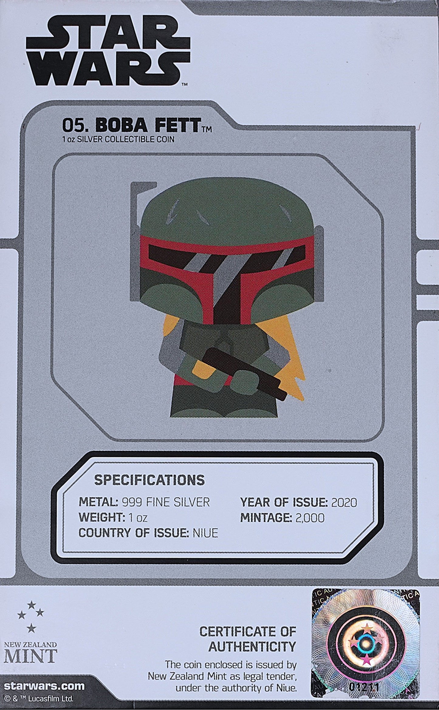 2020 Niue 1 oz Silver Chibi Coin Collection: Boba Fett