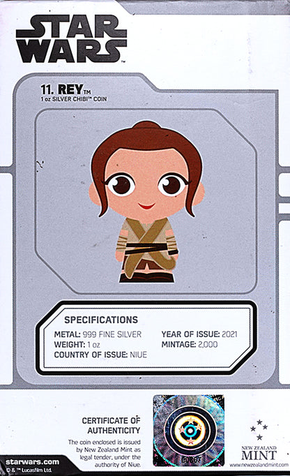 2021 Niue 1 oz 999 Silver Disney’s Star Wars Rey Chibi coin