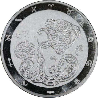 2021 Tokelau $5 Zodiac Aquarius 1 Oz Silver Coin