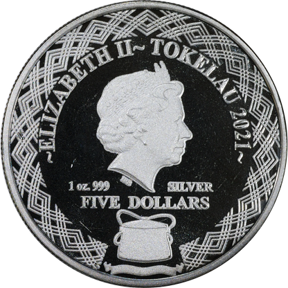 2021 Tokelau $5 Zodiac Aquarius 1 Oz Silver Coin