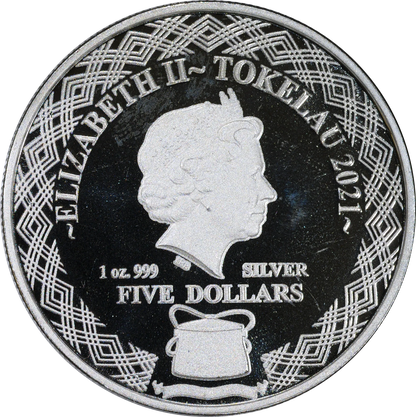 2021 Tokelau $5 Zodiac Taurus 1 Oz Silver Coin
