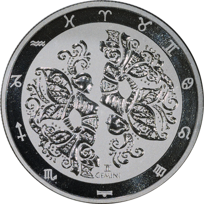 2021 Tokelau $5 Zodiac Gemini 1 Oz Silver Coin