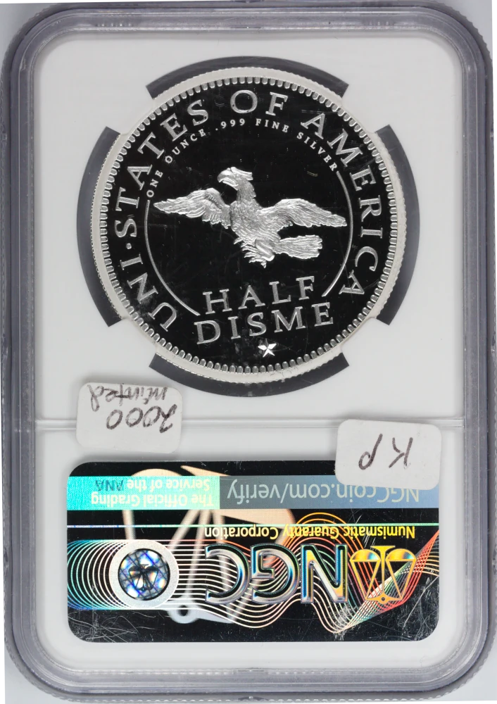 2017 (1792) Private Issue Half Disme 1 Oz Silver Medal NGC PF 70