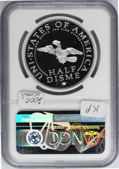 2017 (1792) Private Issue Half Disme 1 Oz Silver Medal NGC PF 70