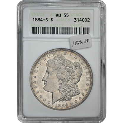 1884 S AU 55 ANACS Morgan Dollar