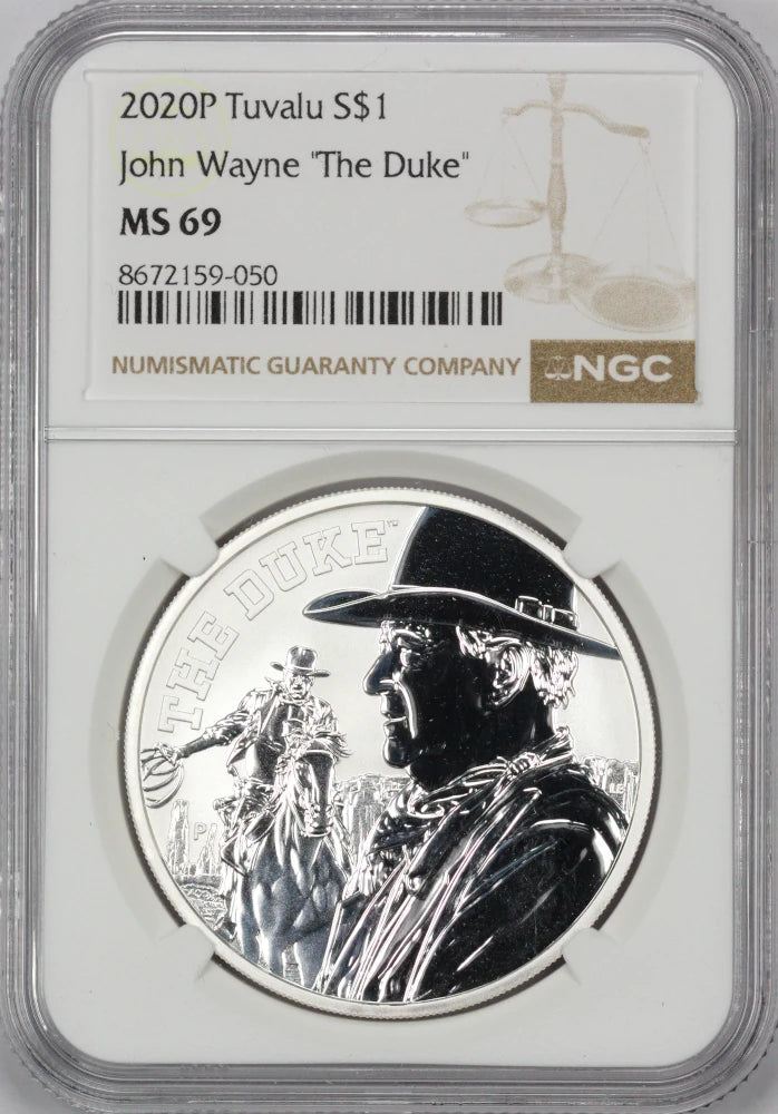 2020-P Tuvalu $1 Silver John Wayne "The Duke" NGC MS 69