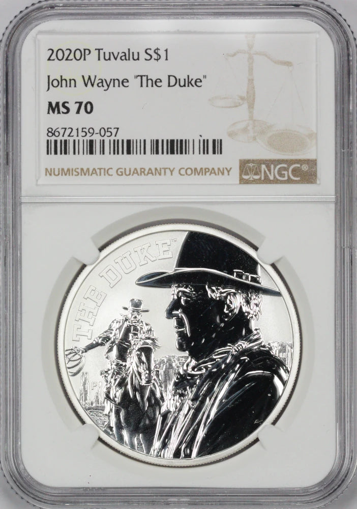 2020-P Tuvalu $1 Silver John Wayne "The Duke" NGC MS 70