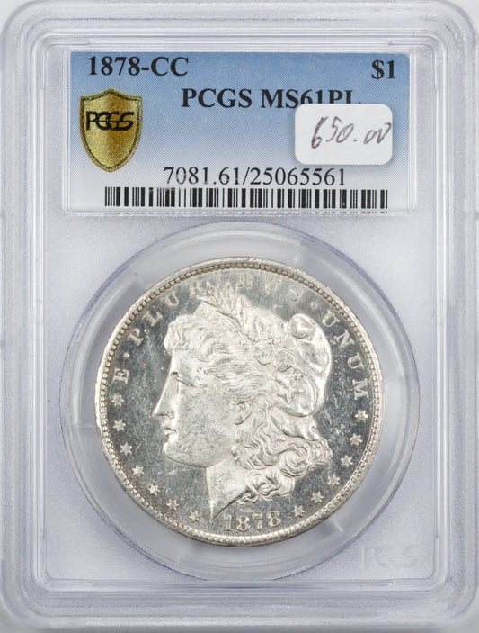 1878 CC Morgan Dollar MS61 PL PCGS