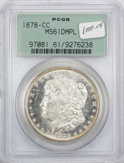 1878 CC Morgan Dollar MS61 DMPL PCGS Green Label