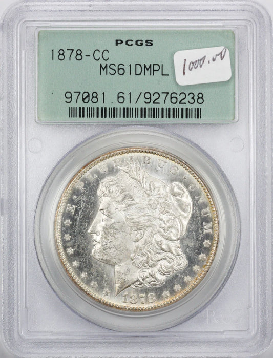 1878 CC Morgan Dollar MS61 DMPL PCGS Green Label