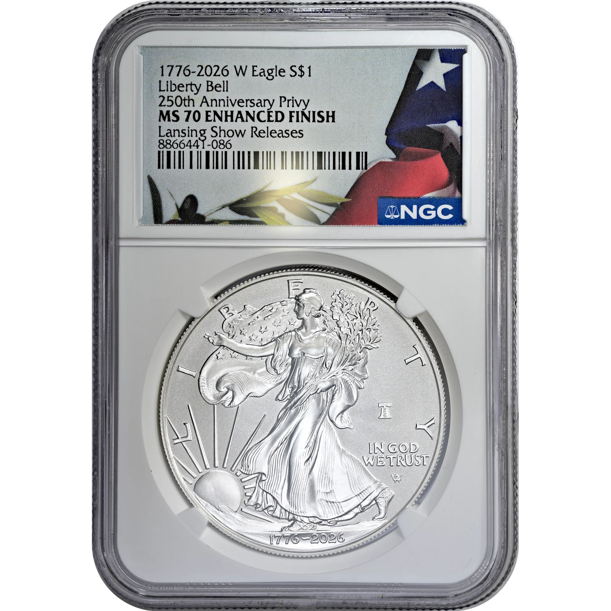 2026 W $1 Enhanced Uncirculated Silver Eagle NGC MS70 LANSING SHOW RELEASES