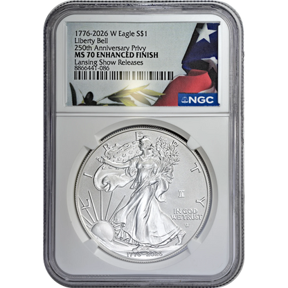 2026 W $1 Enhanced Uncirculated Silver Eagle NGC MS70 LANSING SHOW RELEASES