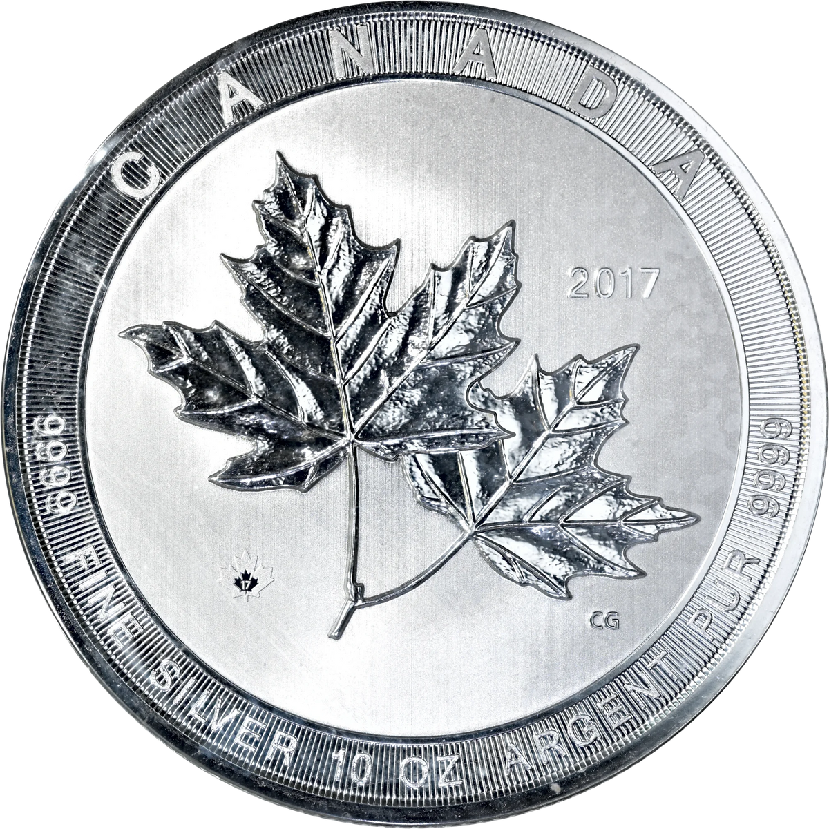 2017 Canada $50 10oz Silver Maple Leaf BU in OGP Sheet/Capsule