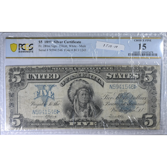 1899 $5 Silver Certificate PCGS 15 Choice Fine