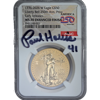 2026 W Enhanced Unc $50 US Gold Eagle 250th Liberty Bell Privy Signed By Mint Director NGC MS70 ER