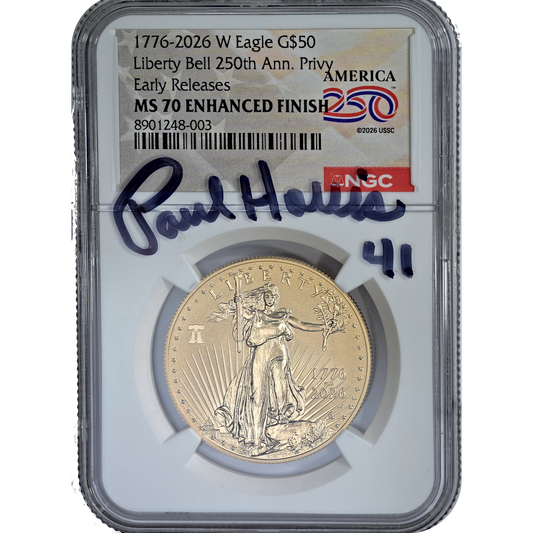 2026 W Enhanced Unc $50 US Gold Eagle 250th Liberty Bell Privy Signed By Mint Director NGC MS70 ER
