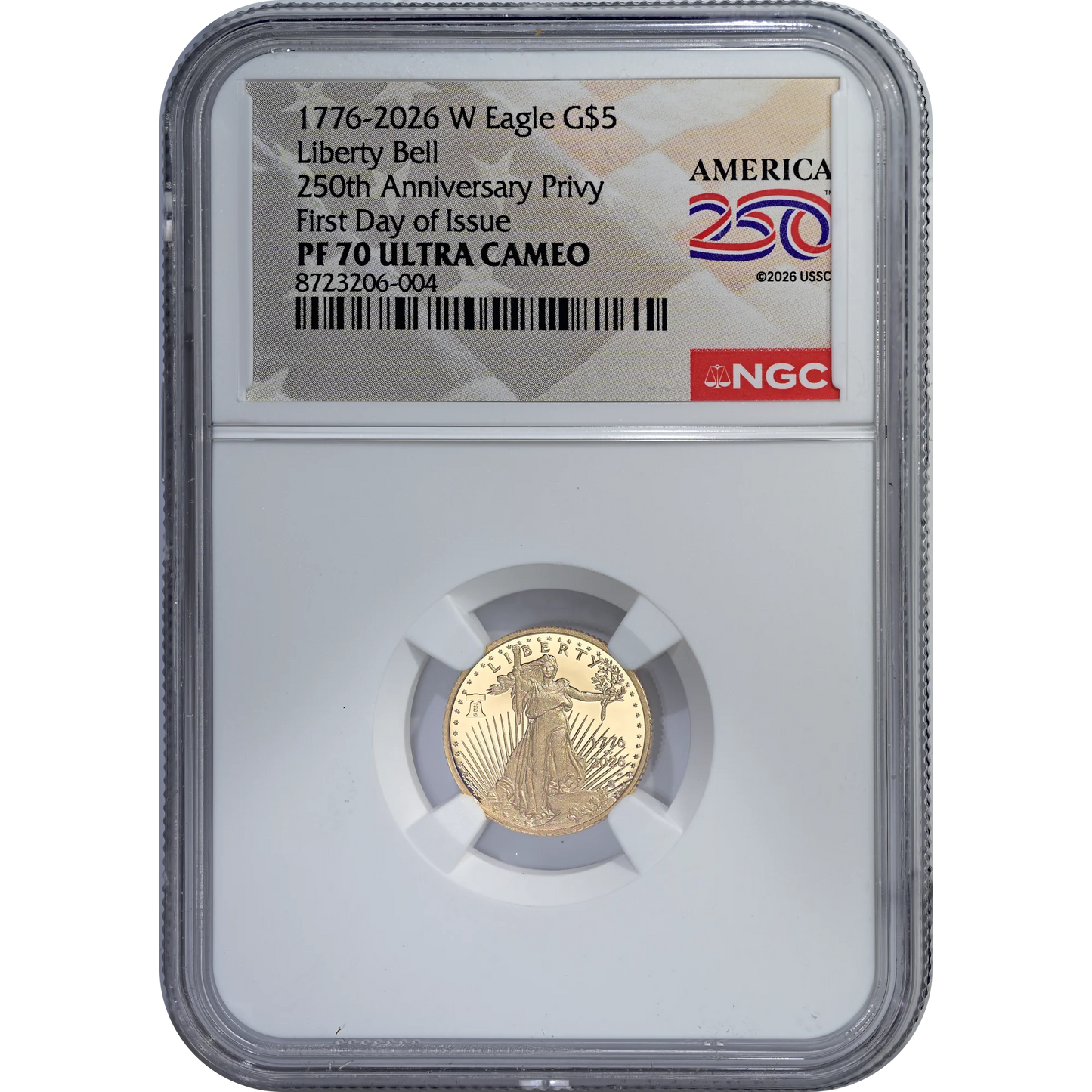 1776-2026 W American $5 Gold Eagle 1/10 Oz NGC PF70UC FDI