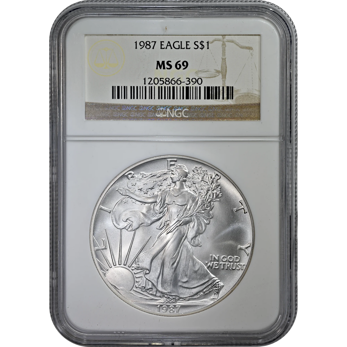 1987 Silver Eagle NGC MS 69