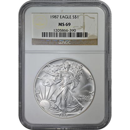 1987 Silver Eagle NGC MS 69