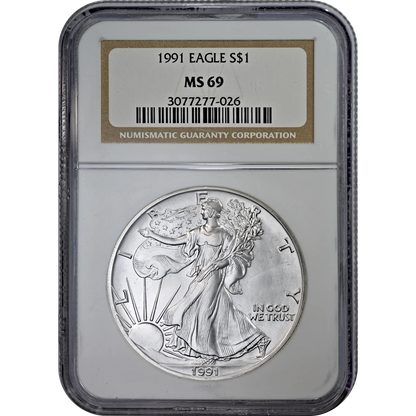 1991 Silver Eagle NGC MS 69