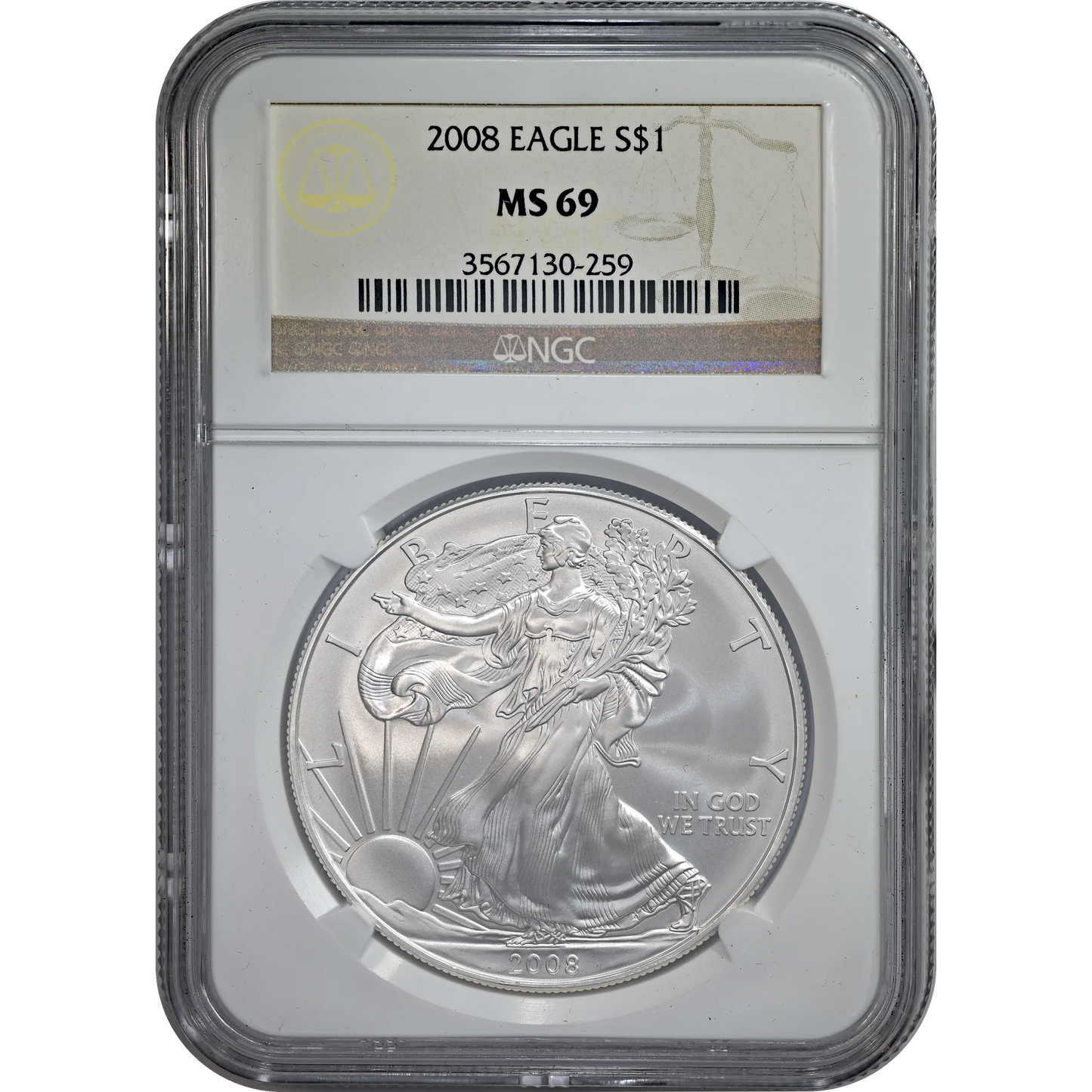 2008 Silver Eagle NGC MS 69