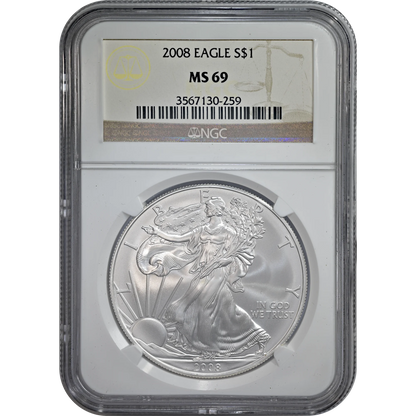 2008 Silver Eagle NGC MS 69