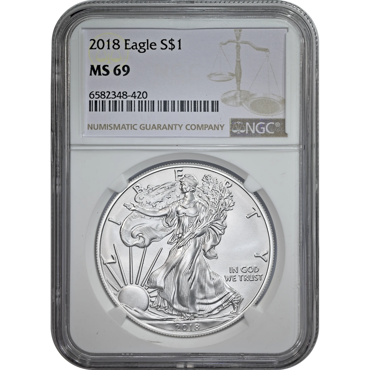 2018 Silver Eagle NGC MS 69