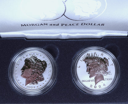 2024-S Morgan & Peace Silver Dollar Reverse Proof Set (Box & COA)