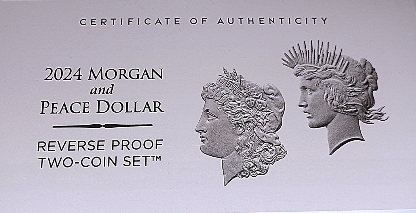 2024-S Morgan & Peace Silver Dollar Reverse Proof Set (Box & COA)