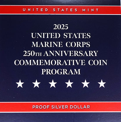 2025 United States Marine Corps 250th Anniversary Commemorative Coin Proof Silver Dollar