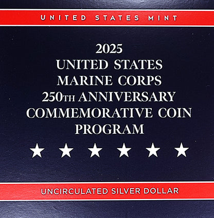 U.S. Marine Corps 250th Anniversary 2025 Uncirculated Silver Dollar