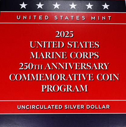 U.S. Marine Corps 250th Anniversary 2025 Uncirculated Silver Dollar