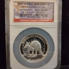 2011 Australia Kangaroo High Relief 1 Oz Silver NGC PF 69 w/ CoA