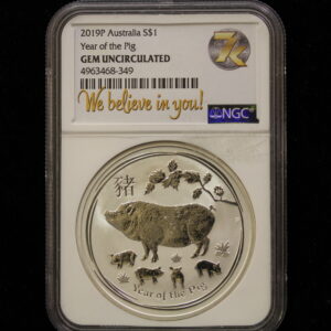 2019 P Australia Year of the Pig Silver NGC Gem Uncirculated
