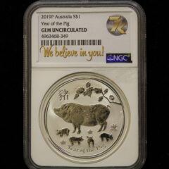2019 P Australia Year of the Pig Silver NGC Gem Uncirculated