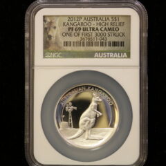 2012 P Australia Silver Kangaroo $1 NGC PF 69 Ultra Cameo High Relief First 3000 Struck