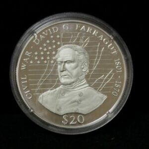 Civil War David G. Farragut $20 Liberia .999 Silver
