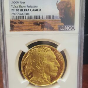 2024 W 1oz Gold Proof Buffalo PR70 Ultra Cameo Tulsa Show Release label