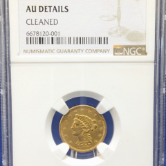 1845 Liberty Head $2.5 Gold Coin NGC AU Details Cleaned