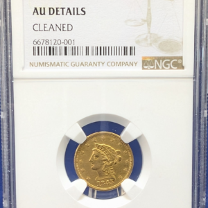 1845 Liberty Head $2.5 Gold Coin NGC AU Details Cleaned