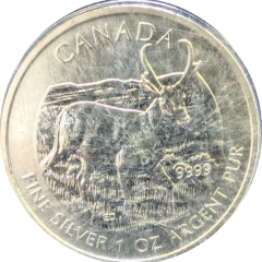 2013 Canada $5 1 Oz Silver Coin Wildlife Series Pronghorn