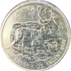 2013 Canada $5 1 Oz Silver Coin Wildlife Series Pronghorn