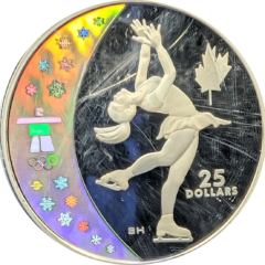 2008 Canada $25 Vancouver Olympics Ice Skating Silver Coin