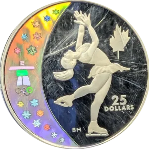 2008 Canada $25 Vancouver Olympics Ice Skating Silver Coin