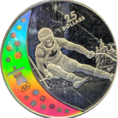 2007 Canada $25 Vancouver Olympics Skiing Silver Coin