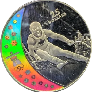 2007 Canada $25 Vancouver Olympics Skiing Silver Coin