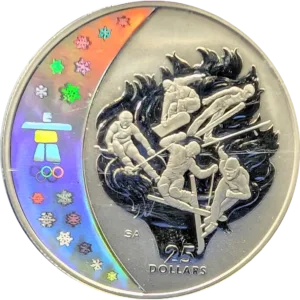 2009 Canada $25 Vancouver Olympics Skiing Silver Coin